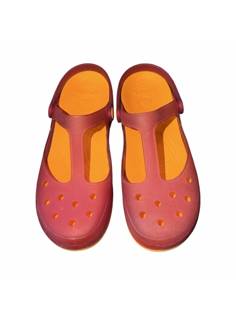 CROCS Carlie Womens 8 T-Strap Slip-On Mary Jane Jelly Comfort Shoes Clogs Pink